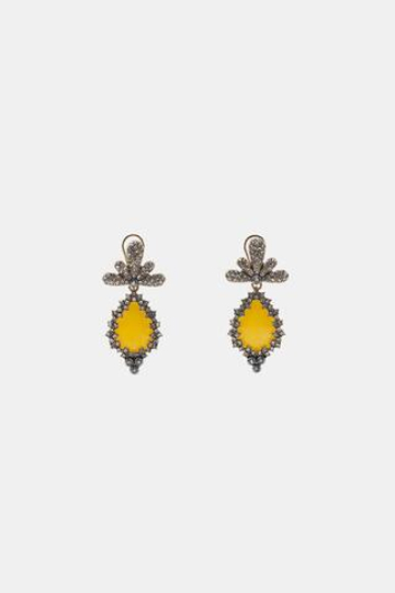 ZARA СЕРЬГИ С КАМНЯМИ И СТРАЗАМИ, ЗОЛОТИСТЫЙ