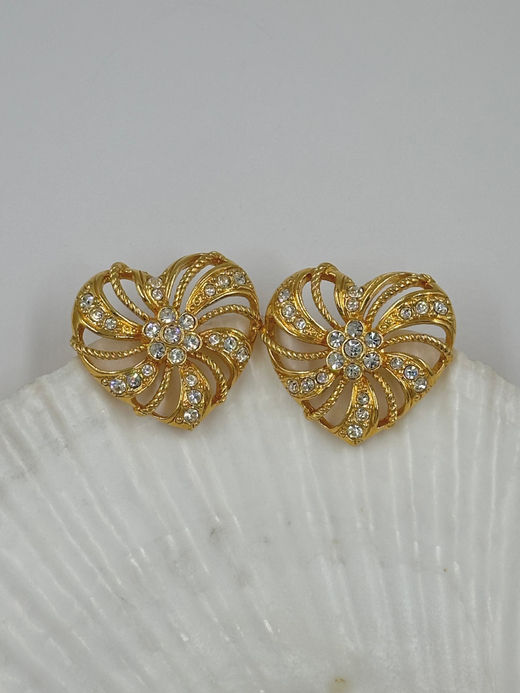 Серьги в виде сердец с кристаллами Avon