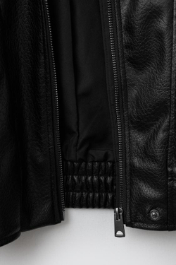 ZARA КУРТКА ИЗ ИСКУССТВЕННОЙ КОЖИ С ЗАПАХОМ, ЧЕРНЫЙ