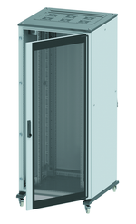 Напольный 19" IT-корпус ДКС серии CQE 47U 600х2200х800, двери стекло+сплошная, панели для крыши, кабельный ввод, RAL7011/7035