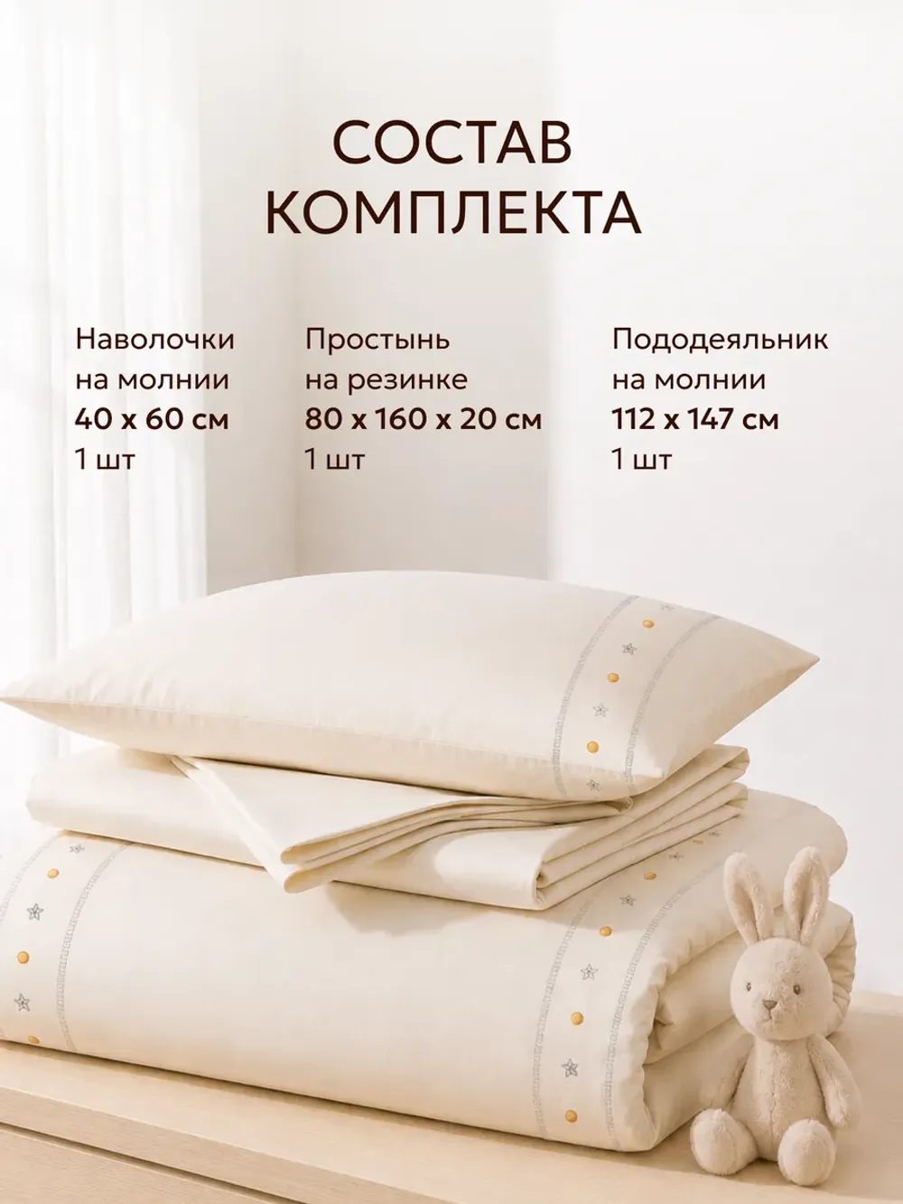 Постельное белье детское простынь на резинке 80х160 ЭКО