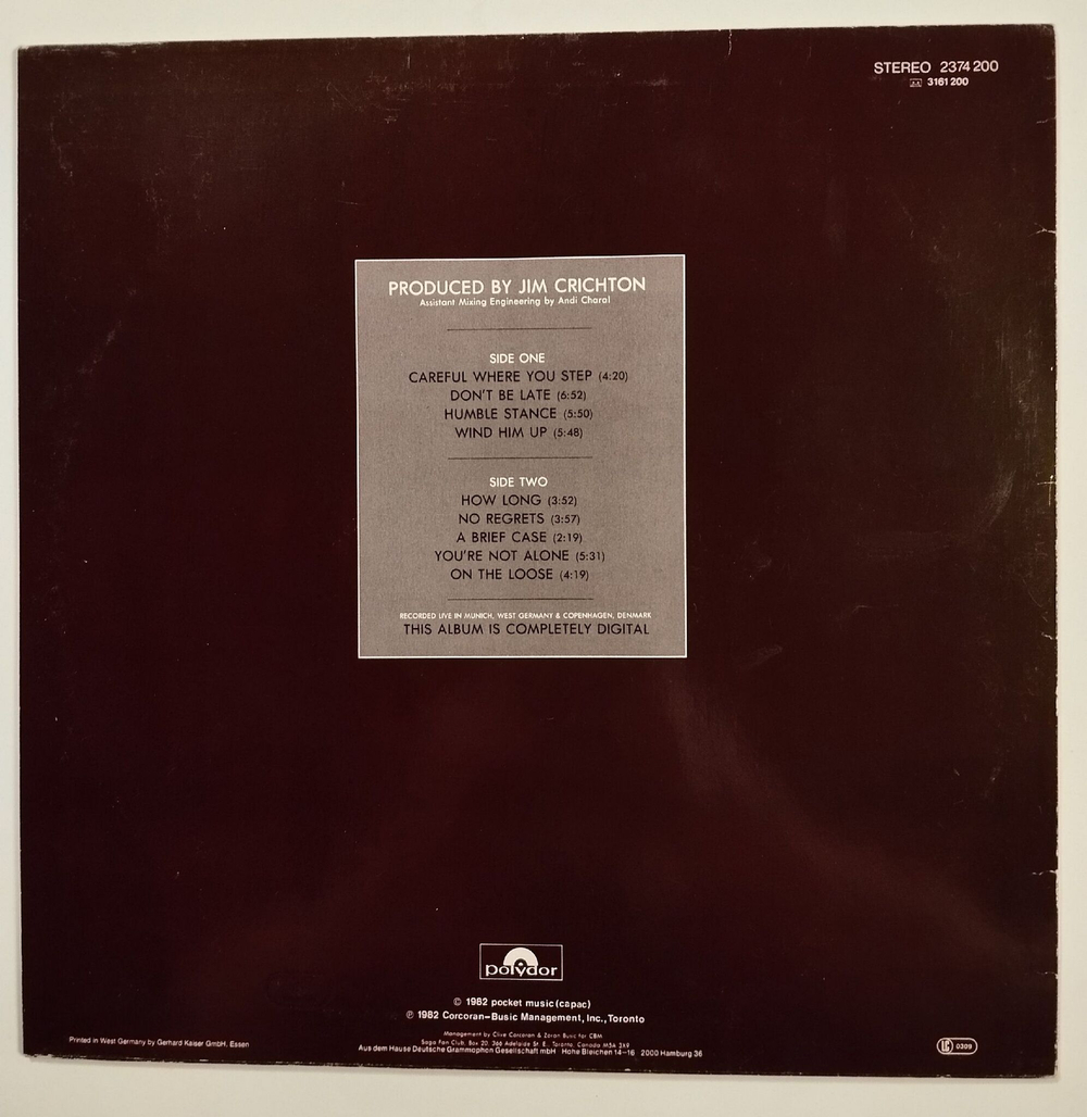 Винтажная виниловая пластинка LP Saga In Transit (Germany 1982)