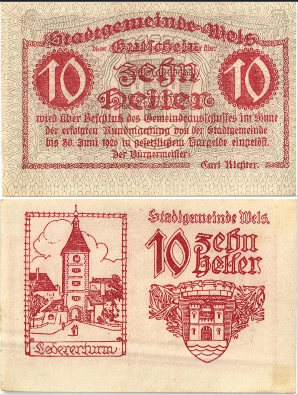 Австрия 10 геллеров 1920 Вельс aUNC