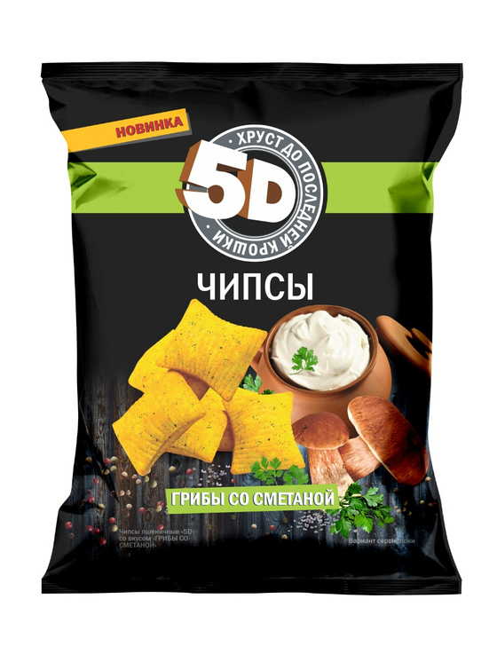 Чипсы "5D" со вкусом грибы со сметаной 45гр*40шт