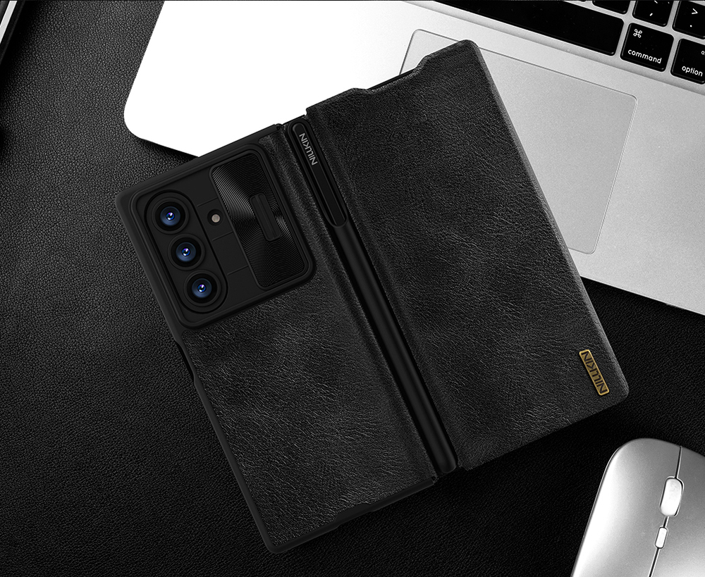 Кожаный чехол книжка от Nillkin для Samsung Galaxy Z Fold 7, серия Qin Pro Leather Case (с держателем для S Pen)