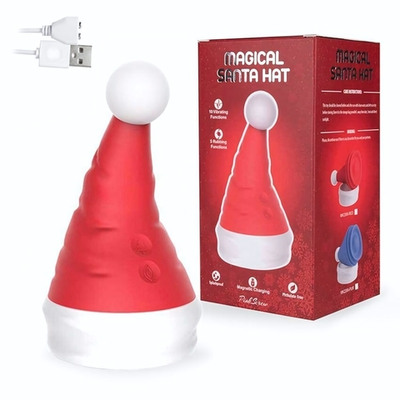 Красный вибростимулятор в форме колпака Magical Santa Hat (Цвет: красный)