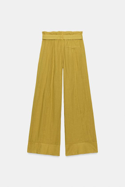 ZARA БРЮКИ ИЗ 100% ЛЬНА — ZW COLLECTION, ГОРЧИЧНЫЙ