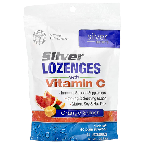 American Biotech Labs, Silver Biotics®, леденцы с витамином C, с апельсиновым вкусом, 21 леденец, 85 г (3 унции)