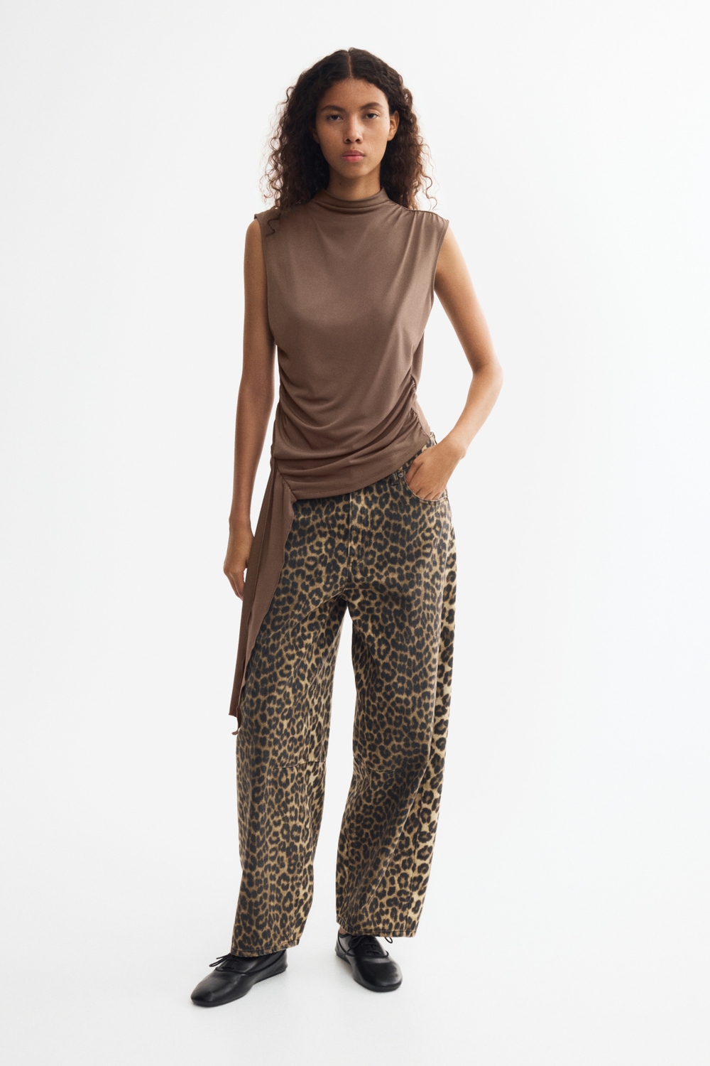 Топ из джерси с драпированной панелью - H&M