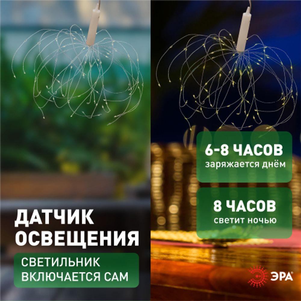 Светильник уличный ЭРА ERAUF024-02 садовый подвесной на солнечной батарее Фейерверк | Садовые декоративные светильники