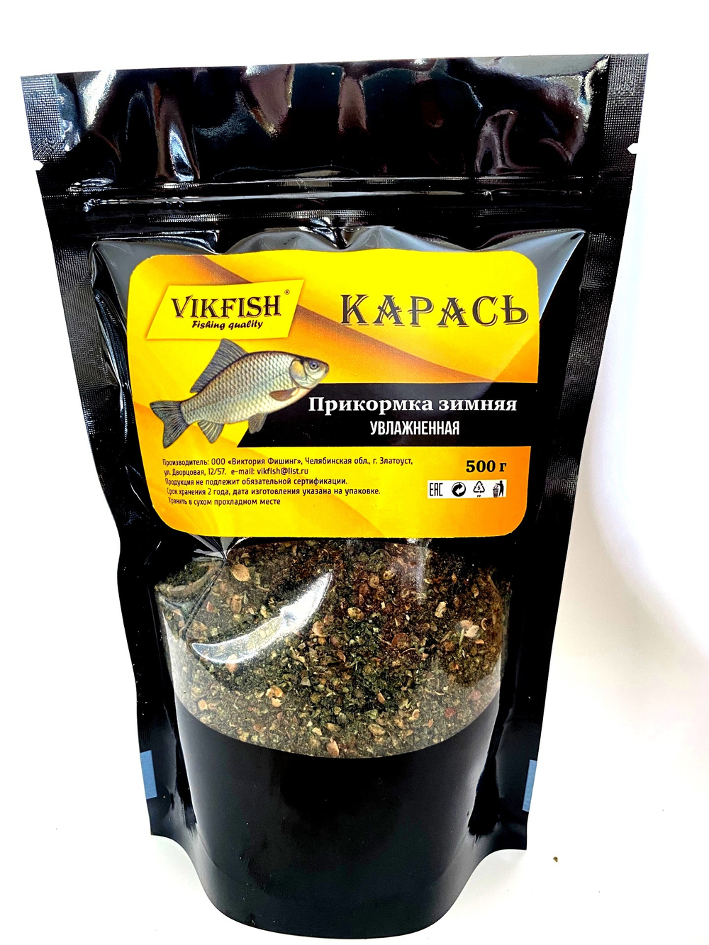 Прикормка VIKFISH Зимняя УВЛАЖНЕННАЯ (КАРАСЬ) 500гр