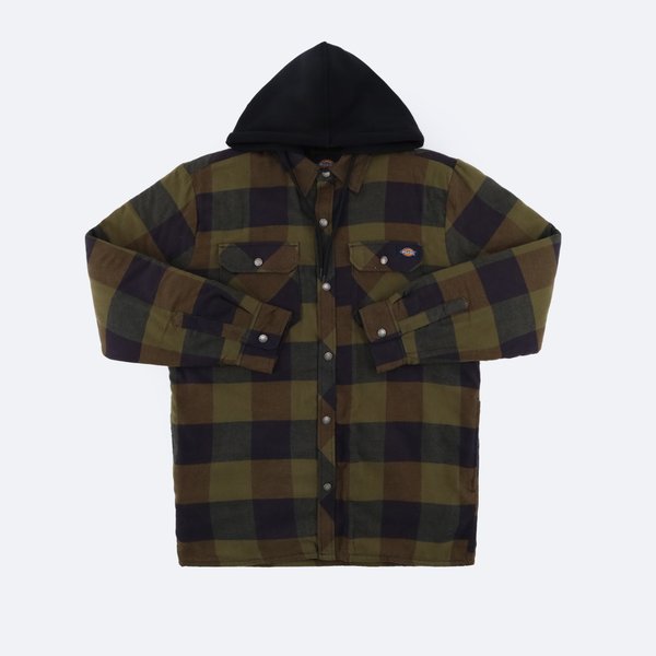 Куртка Dickies Flannel Hooded Shirt Jacket (navy/brown duck buffalo) артикул: - купить в магазине Дайс