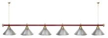 Лампа STARTBILLIARDS 6 пл. (плафоны голубые,штанга золотая,фурнитура золото)