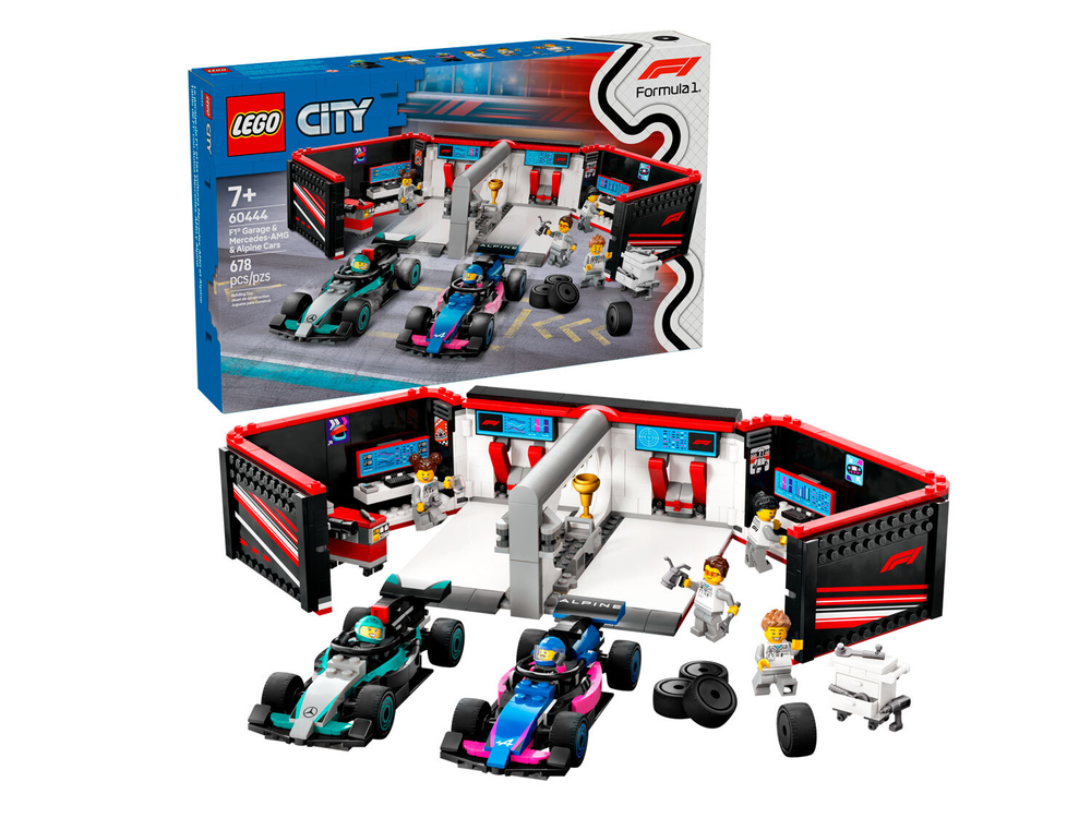 Конструктор Лего Сити Формула 1 гараж, Мерседес амг | LEGO City F1 Garage & Mercedes‑AMG 60444 678 деталей (7+)