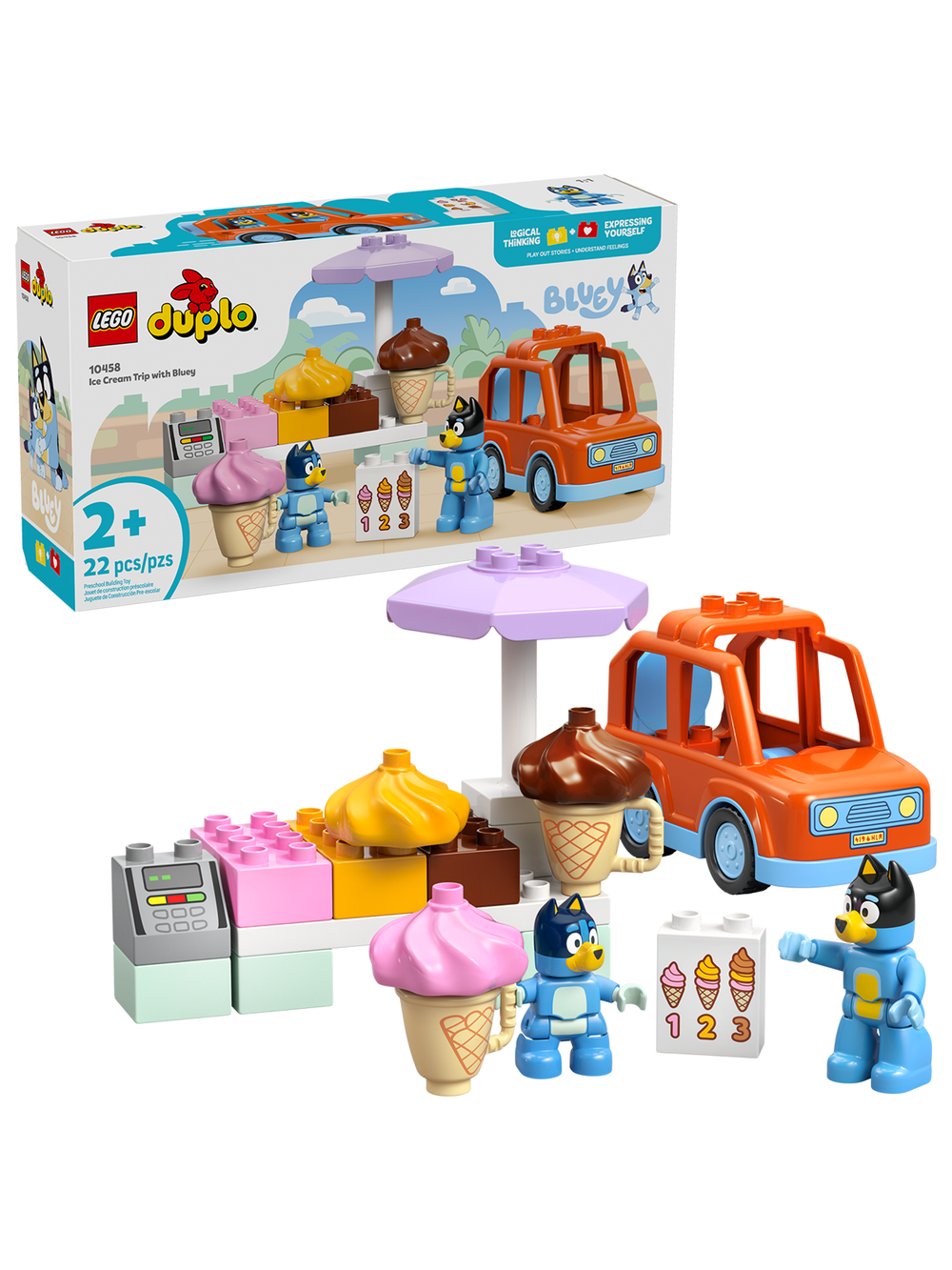Конструктор Лего Дупло Поездка за мороженым с Блуи 10458 | LEGO DUPLO Ice Cream Trip with Bluey | набор 22 детали 2+