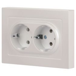 Розетка Intro Accent 6-205-06 двойная с заземлением 2X2P+E Schuko 16А-250В IP20 СУ AL/CU перламутр | Intro
