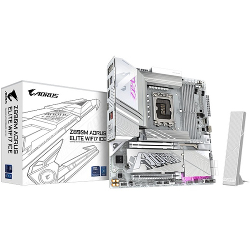 Материнская плата GIGABYTE Z890M AORUS ELITE WIFI7 ICE (LGA1851/Z890/4xDDR5/2xPCI-Ex16/3xM.2/SB/Wi-Fi/BT/GLAN/HDMI/mATX)