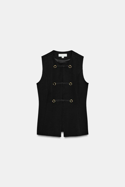 ZARA ЖИЛЕТ С ЗАСТЕЖКАМИ-ТОГГЛ, ЧЕРНЫЙ