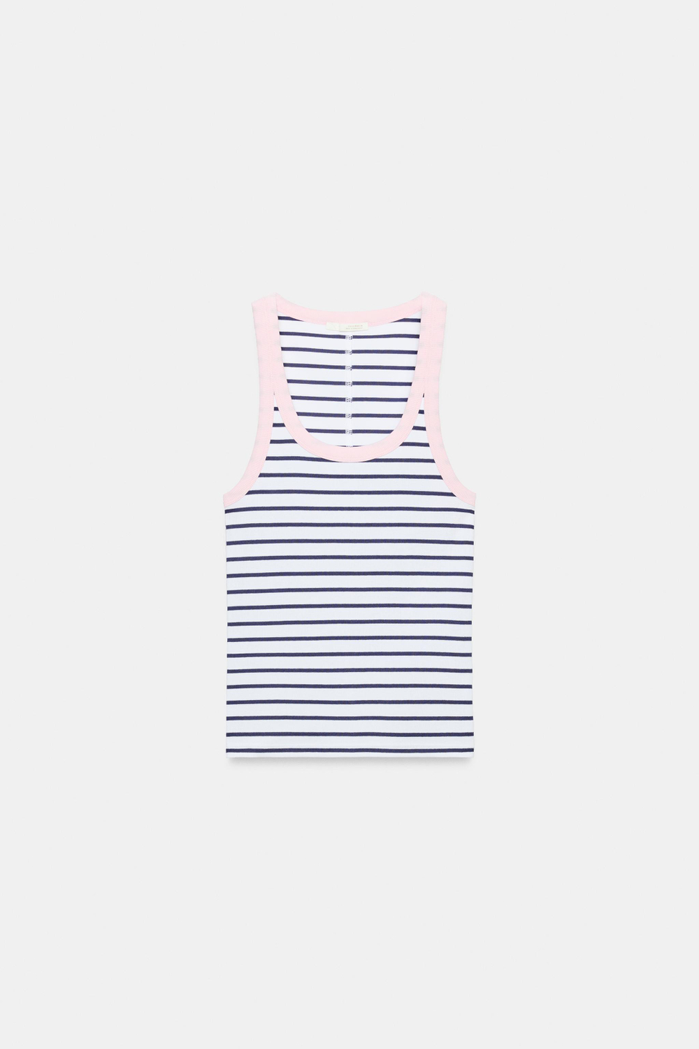 ZARA ТОП В РУБЧИК БЕЗ РУКАВОВ, ПАСТЕЛЬНО-РОЗОВЫЙ