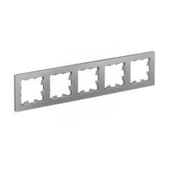 Рамка пластиковая на 5 постов универсальная Systeme Electric AtlasDesign Алюминий ATN000305