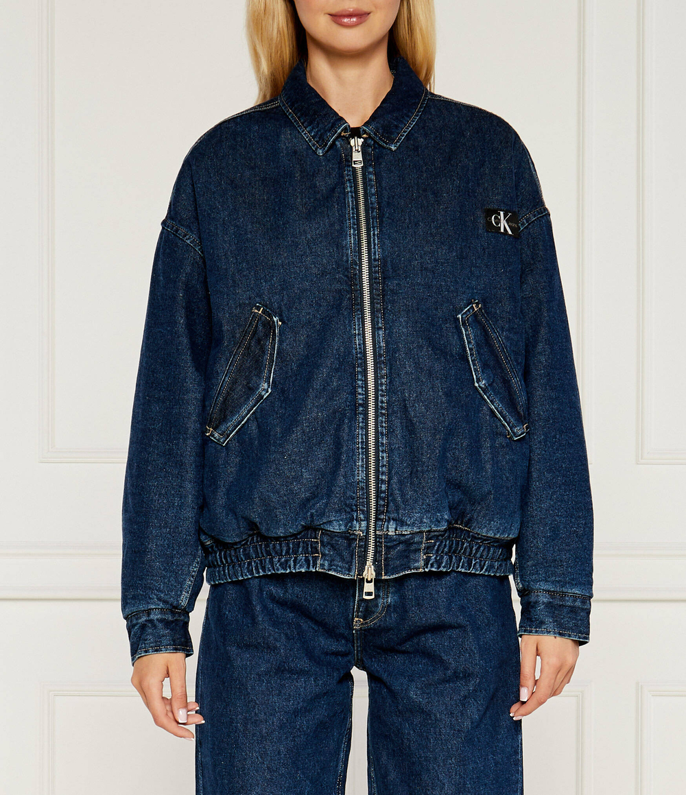 Джинсовая куртка бомбер CALVIN KLEIN JEANS - голубой(J20J224717)