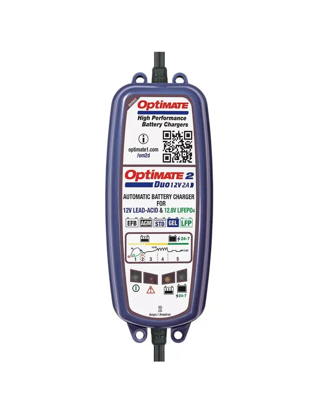 Зарядное устройство OptiMate 2 DUO (1х2A + Lithium 12.8V)