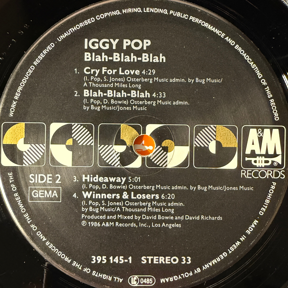 Iggy Pop ‎– Blah-Blah-Blah (Германия 1986г.)