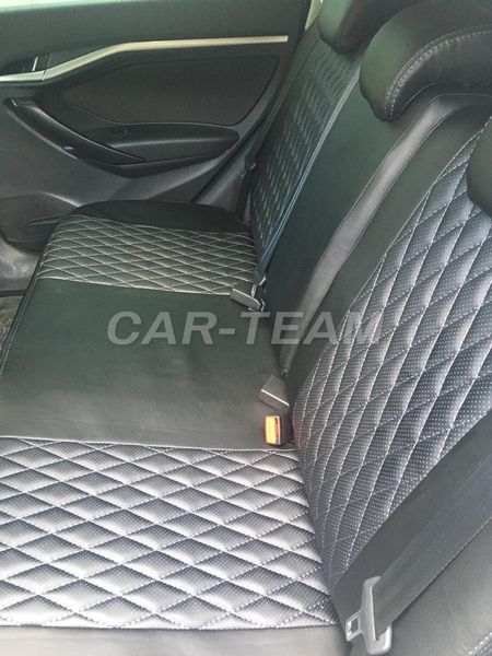 Авточехлы из экокожи узор "Одинарный ромб 4см" с перфорацией на Лада Веста