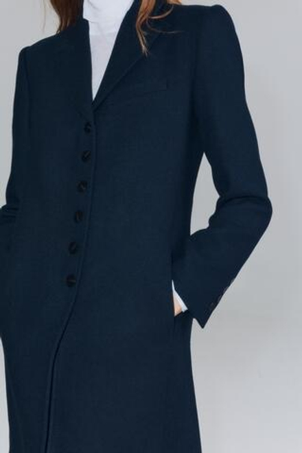 ZARA ДЛИННОЕ ПАЛЬТО ИЗ ШЕРСТИ — ZW COLLECTION, МОРСКОЙ СИНИЙ