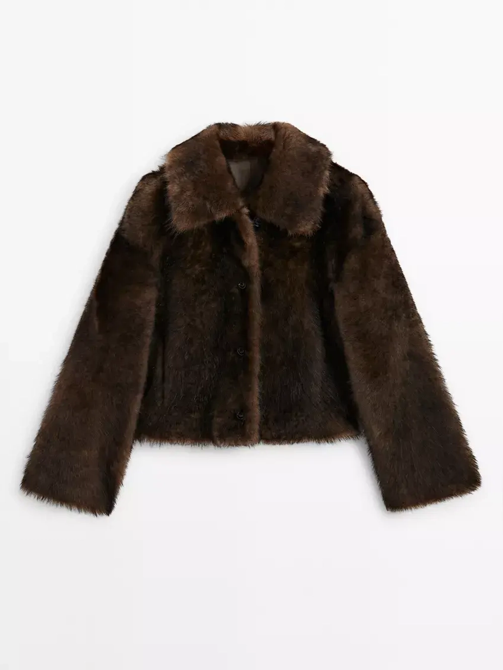 Massimo Dutti Короткая шуба из овечьей кожи, коричневый