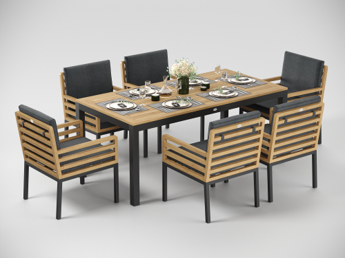 Обеденная группа Gardenini Premium Bella 180 серый антрацит со стульями Premium PatioCalma