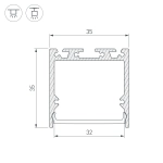 Профиль с экраном SL-LINE-3535-2500 WHITE+OPAL (Arlight, Алюминий)