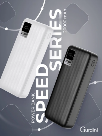 Дополнительный аккумулятор Gurdini Speed Series PD+LCD 22.5W GPPD-02W 20000 mAh White