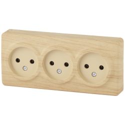 Розетка ЭРА Эксперт 11-2207-11 тройная 3х2P 16A-250В IP20 ОУ горизонт. сосна | Эра Эксперт