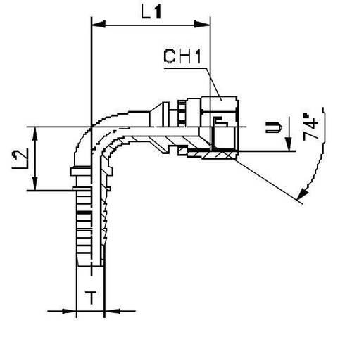 Фитинг DN 20 JIC (Г) 1.1/16 (90)