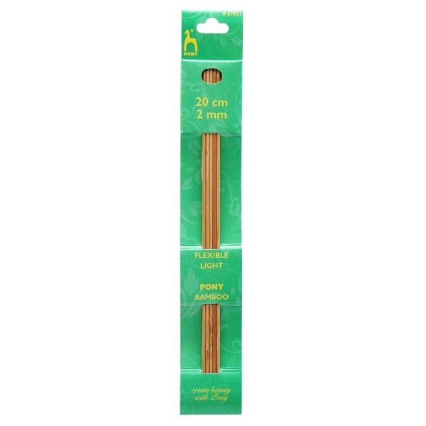Спицы чулочные (носочные) Pony Bamboo ⌀2.0 мм, 20 см, 5 шт, бамбук, 67001