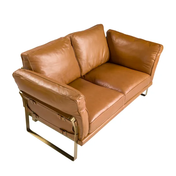 Двухместный диван Angel Cerda 6229 из кожи цвета Camel