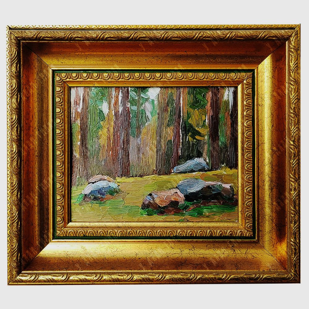 Динес Ю. С. Лес и камни. Этюд. Картон, масло. 1953