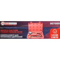 Индикатор компрессии бензинового двигателя (0-21bar)4 пр. в кейсе. FORCEKRAFT FK-907G09