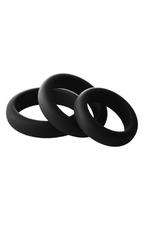 Набор из 3 черных эрекционных колец Smooth Silicone Cockring Pack (Цвет: черный)