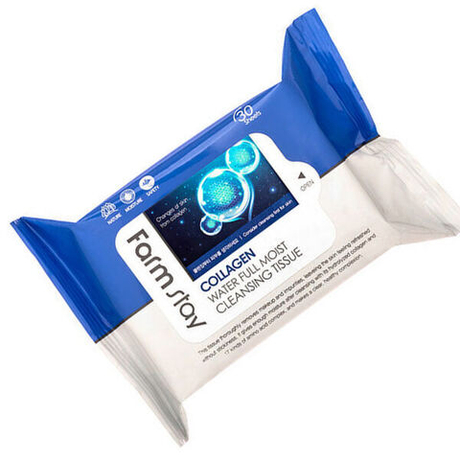 Очищающие салфетки с коллагеном FarmStay Collagen Water Full Moist Cleansing Tissue, 30шт
