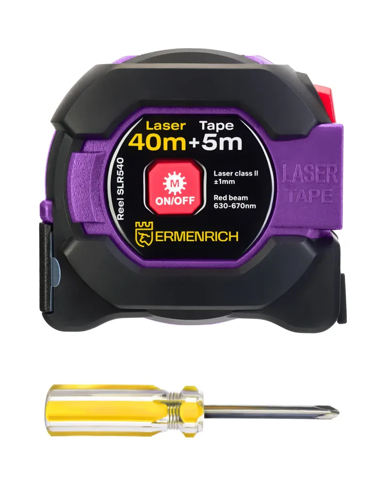 Рулетка с лазерным дальномером Ermenrich Reel SLR540 с отверткой в комплекте