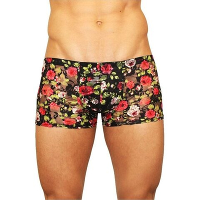 Мужские трусы-боксеры из сетки с яркими розами Rose Boxer (Размер: M) (Цвет: черный)