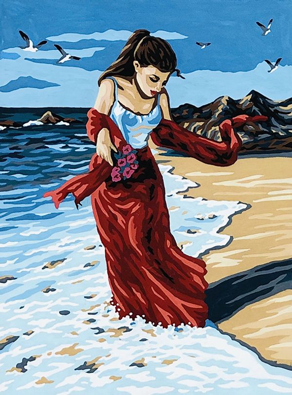 Рисунок для вышивания Soulos (канва жесткая), Девушка у моря, 60х80 см