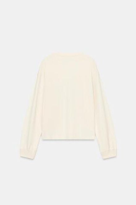 ZARA - FRUIT OF THE LOOM™ ФУТБОЛКА С ДЛИННЫМ РУКАВОМ, ЭКРЮ