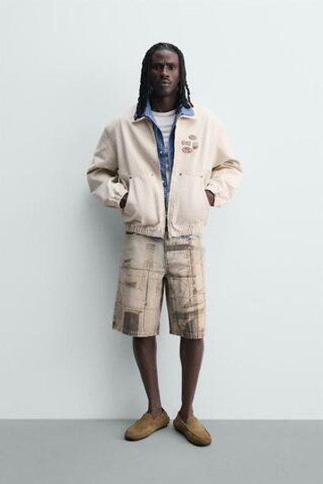 ZARA ШОРТЫ BAGGY С АБСТРАКТНЫМ ПРИНТОМ, РАЗНОЦВЕТНЫЙ