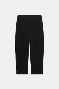 ZARA БРЮКИ С ВЫСОКОЙ ПОСАДКОЙ И СКЛАДКАМИ — ZW COLLECTION, ЧЕРНЫЙ