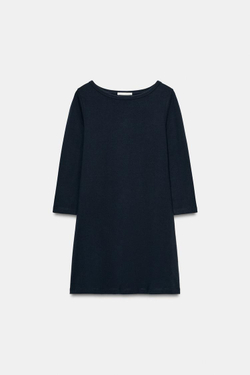 ZARA КОРОТКОЕ ПЛАТЬЕ С ВЫРЕЗОМ «ЛОДОЧКА»,МОРСКОЙ СИНИЙ