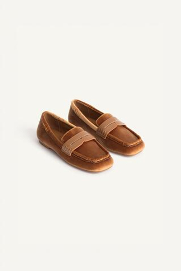 ZARA ВЕЛЮРОВЫЕ МОКАСИНЫ - LIMITED EDITION, ПЕСОЧНЫЙ