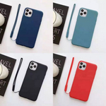 Силиконовый матовый чехол с ремешком для iPhone 11 Pro, 011397 Розовый